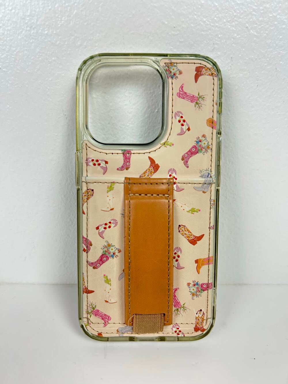 Walli iPhone 15 Pro Case Cowgirl Cowboy Boots Floral Cell Phone Case